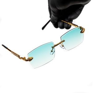 Mens King Snake Turquoise Tint Rock Fashion Gold Frame Hip Hop Luxury Sunglasses